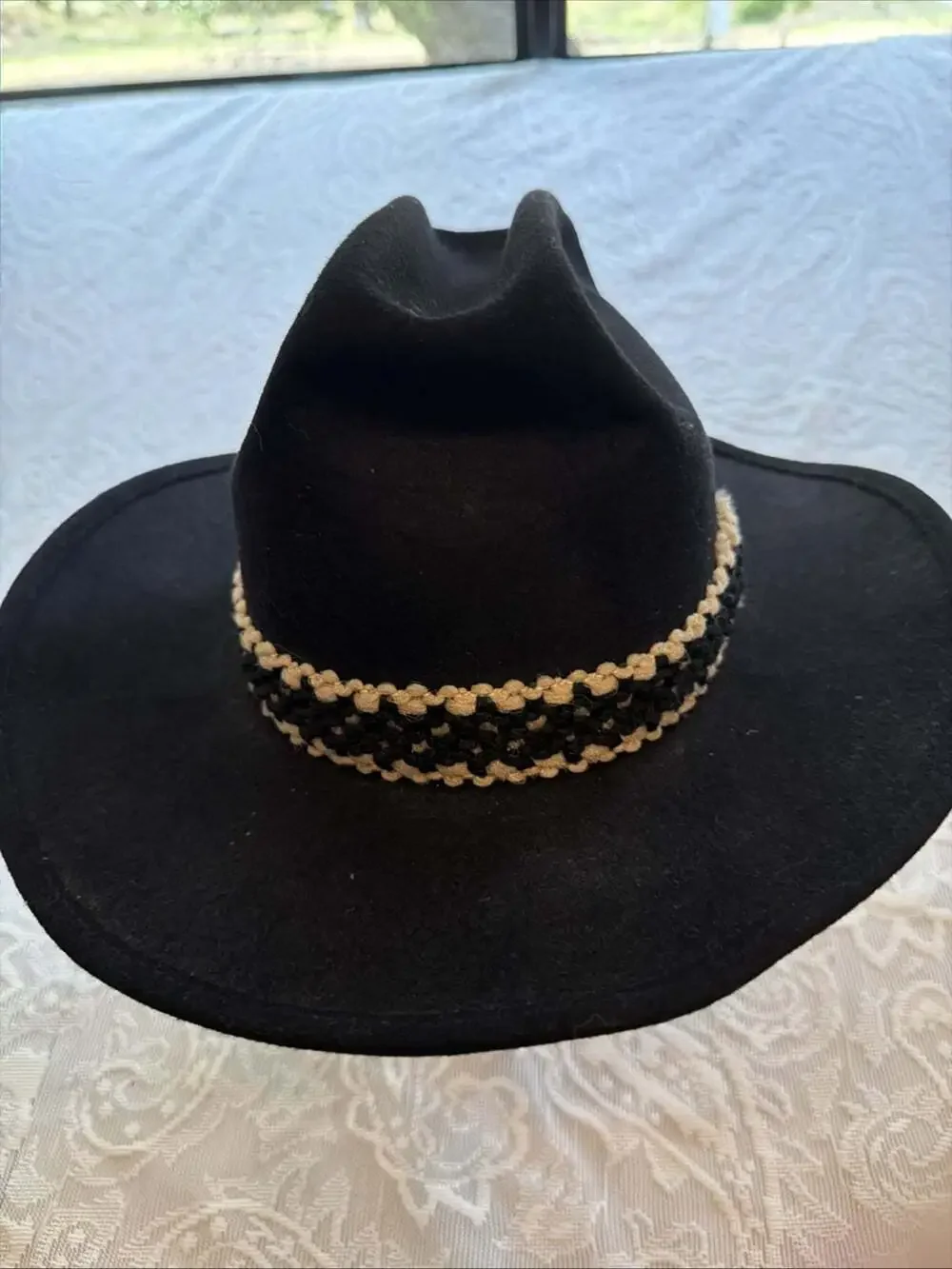 Bollman Natural 100% Wool Fedora Hat Black 71/8 Made in USA Classic Style